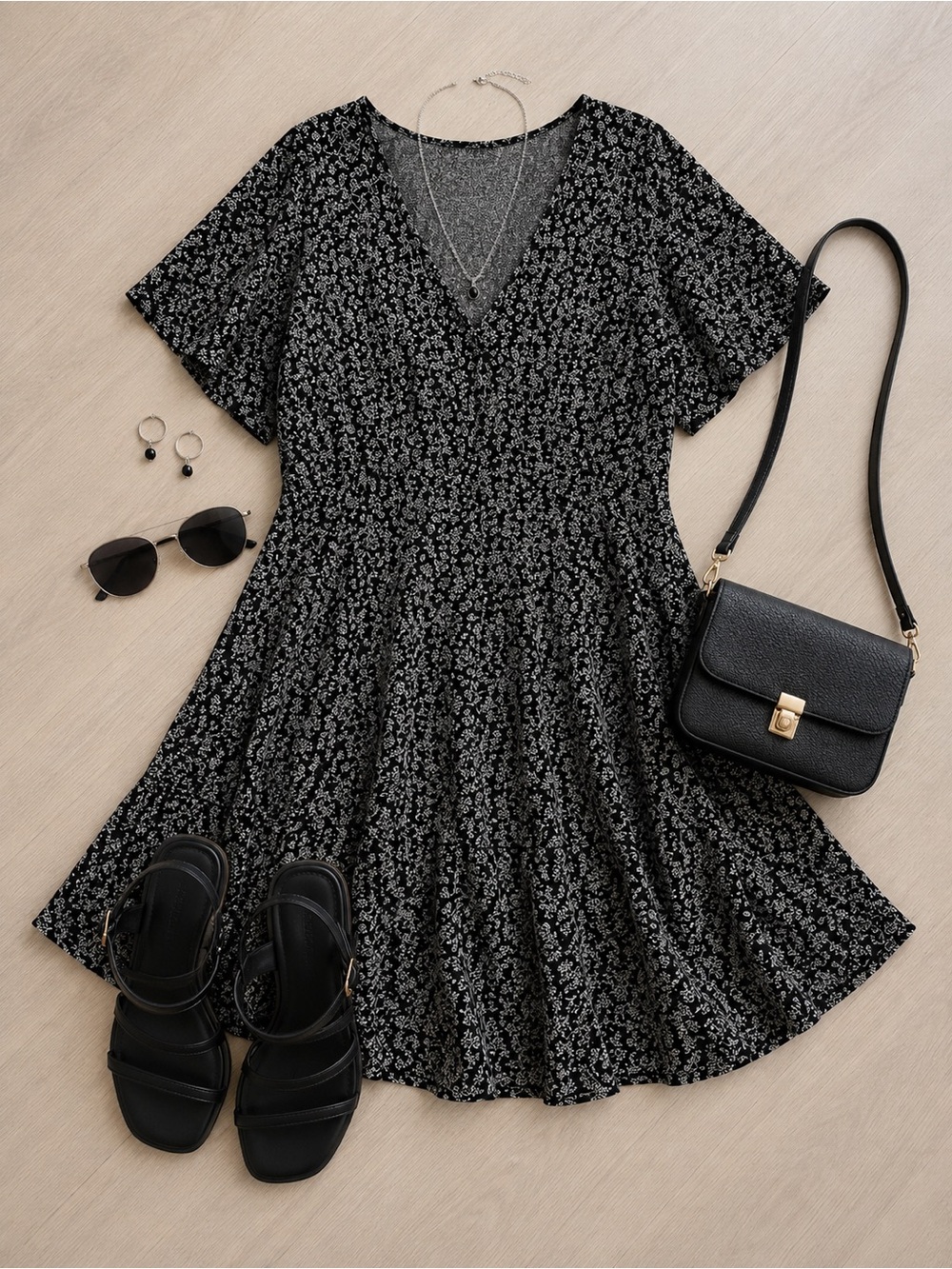 NWT Universal Thread Black & White Floral Swing Dress XL - Picture 3 of 8